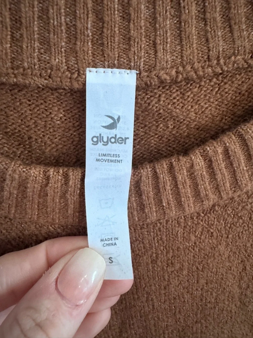 Glyder Elevated Knit Crew Sweater Size Small Brown Almond Oatmeal Stripe NWT